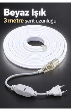 Şerit Aydınlatma 3 Metre Beyaz Gövdeli Kablolu Model - Lisinya Şerit Aydınlatma 3 Metre Beyaz Gövdeli Kablolu Model - Lisinya