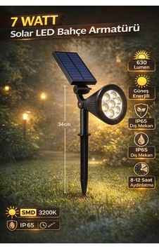 7 Watt Solar Led Bahçe Lambası Güneş Enerjili, Ip65 Dış Mekan Aydınlatma 7 Watt Solar Led Bahçe Lambası Güneş Enerjili, Ip65 Dış Mekan Aydınlatma