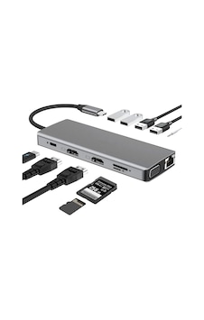 Lunatic 7031 Type C 12'si 1 Arada Usb C Hub, Çift 4k Video Çıkışı, Vga, Rj45, Pd Şarj, Sd/tf Kart Okuyucu, Usb-a Girişi, 3.5mm Ses Girişi, Tip C Bağlantı İstasyonu Lunatic 7031 Type C 12'si 1 Arada Usb C Hub, Çift 4k Video Çıkışı, Vga, Rj45, Pd Şarj, Sd/tf Kart Okuyucu, Usb-a Girişi, 3.5mm Ses Girişi, Tip C Bağlantı İstasyonu