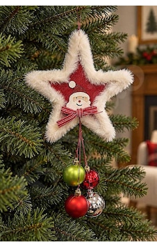 Yılbaşı Ağacı Süsü Noel Baba Figürlü Peluş Kırmızı Yıldız Diğer Yılbaşı Ağacı Süsü Noel Baba Figürlü Peluş Kırmızı Yıldız Diğer