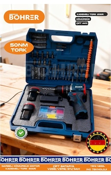 Böhrer Ba011159 Pro Kömürsüz Çift Akülü Rahat Kullanım 21v 3ah Yeni Model Armut Tip Şarjlı Akülü Vidalama Matkap