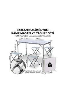 Katlanabilir Alüminyum Kamp Masası Ve 4 Lü Tabure Seti Sarı Katlanabilir Alüminyum Kamp Masası Ve 4 Lü Tabure Seti Sarı