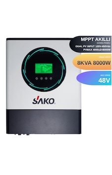Sako 8KVA 8KW 8000 WATT TAM SİNÜS AKILLI H.V. DUAL 90-450Vdc MPPT İNVERTER 48Vdc-220Vac İNVERTÖR Sako 8KVA 8KW 8000 WATT TAM SİNÜS AKILLI H.V. DUAL 90-450Vdc MPPT İNVERTER 48Vdc-220Vac İNVERTÖR