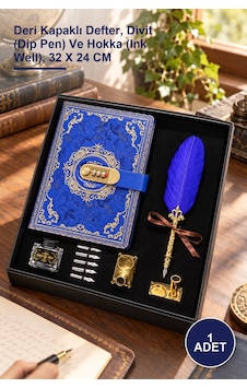 1 Adet Şifreli Deri Defter Ve Divit Hokka Seti Deri Kapaklı Defter, Divit Dip Pen Ve Hokka Ink Well , 32 X 24 Cm 1 Adet Şifreli Deri Defter Ve Divit Hokka Seti Deri Kapaklı Defter, Divit Dip Pen Ve Hokka Ink Well , 32 X 24 Cm