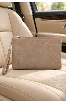 Adelina Bags Süet Portföy El Çantası Bilek Askılı Astarlı Vizon Clutch Çanta Adelina Bags Süet Portföy El Çantası Bilek Askılı Astarlı Vizon Clutch Çanta