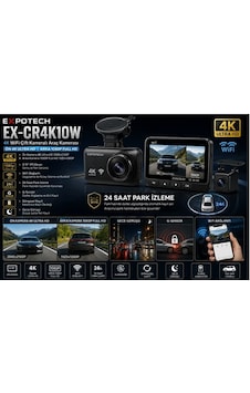 Expotech Ex-cr4k10w 4k Wifi Çift Kameralı Araç Kamerası 3.16 Ekran Ön 4k Arka 1080p 24 Saat Park Izleme Expotech Ex-cr4k10w 4k Wifi Çift Kameralı Araç Kamerası 3.16 Ekran Ön 4k Arka 1080p 24 Saat Park Izleme