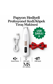 Kedi Ve Köpekler Için Profesyonel Tıraş Makinesi Pati Ve Hassas Bölgeler Led Işıklı Usb Şarjlı