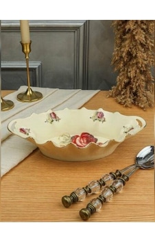 Roykıng Rose 29 Cm Oval Kulplu Derin Sunum Tabağı Roykıng Rose 29 Cm Oval Kulplu Derin Sunum Tabağı