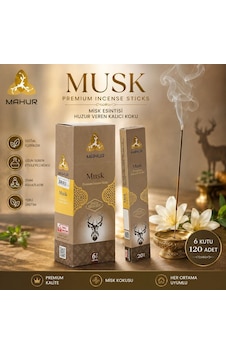 Mahur Musk Misk Tütsü 120 Adet 6 Kutu X 20 Çubuk, Premium Misk Kokulu Çubuk Tütsü, Ev Ve Ortam Kokulandırma İçin Mahur Musk Misk Tütsü 120 Adet 6 Kutu X 20 Çubuk, Premium Misk Kokulu Çubuk Tütsü, Ev Ve Ortam Kokulandırma İçin