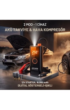 Akü Takviye Cihazı Ve Lastik Şişirme Pompası Powerbank Özellikli, Dijital Ekranlı Sos Fenerli Taşınabilir K Akü Takviye Cihazı Ve Lastik Şişirme Pompası Powerbank Özellikli, Dijital Ekranlı Sos Fenerli Taşınabilir K