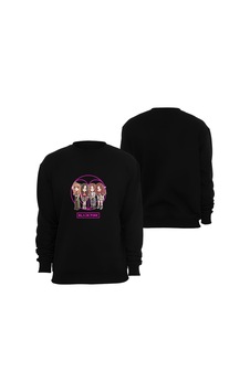 Kpop Blackpink Black Pink Baskılı Bisiklet Yaka Sweatshirt Siyah