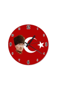 Atatürk Ve Bayrak Desenli Duvar Saati (408136441) Çok Renkli Atatürk Ve Bayrak Desenli Duvar Saati (408136441) Çok Renkli