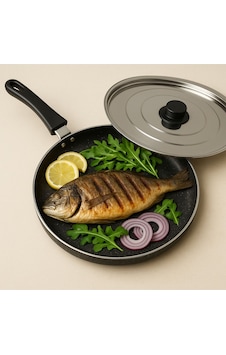 34 Cm Metal Kapaklı Granit Balık Tavası Yapışmaz Yüzey, Isıya Dayanıklı, Geniş Pişirme Alanı Siyah 34 Cm Metal Kapaklı Granit Balık Tavası Yapışmaz Yüzey, Isıya Dayanıklı, Geniş Pişirme Alanı Siyah