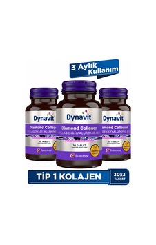 Dynavit Diamond Collagen & Hyaluronic Acid 30 Tablet - 3'lü Avantaj Paketi -tip 1 Balık Kolajeni