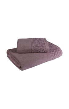 Fialka Jakarlı Çiçek Kare Havlu Mürdüm 80x150