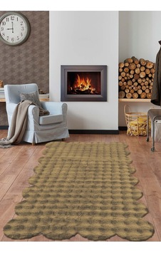 Raschel Carpet Lazer Kesim Vizon Yumuşak Bubble Kaymaz Özel Taban Peluş Halı Yolluk Vizon