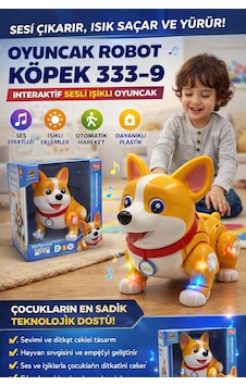 Robot Köpek Sesli Ve Işıklı Akıllı Köpek Oyuncak - Sarı Robot Köpek Sesli Ve Işıklı Akıllı Köpek Oyuncak - Sarı
