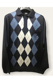 Nacar Store Erkek Desenli Polo Yaka Ince Yün Triko Düğmeli Baba Kazak Lacivert Nacar Store Erkek Desenli Polo Yaka Ince Yün Triko Düğmeli Baba Kazak Lacivert