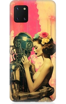 Samsung Galaxy Note 10 Lite Uyumlu Robot Ve Aşk Desenli Silikon Kılıf Samsung Galaxy Note 10 Lite Uyumlu Robot Ve Aşk Desenli Silikon Kılıf