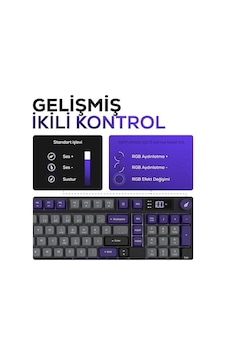 Gaming Hk258 Membrane Lcd Rgb Kablosuz/bluetooth Siyah Turuncu Full Türkçe Gaming Klavye Gri Mor Gaming Hk258 Membrane Lcd Rgb Kablosuz/bluetooth Siyah Turuncu Full Türkçe Gaming Klavye Gri Mor