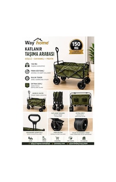 Way Home Katlanır Portatif Taşıma Aracı Yeşil Rzn028 Kamp, Piknik, Plaj, Pazar, Fren Sistemli Kalın Teker Way Home Katlanır Portatif Taşıma Aracı Yeşil Rzn028 Kamp, Piknik, Plaj, Pazar, Fren Sistemli Kalın Teker