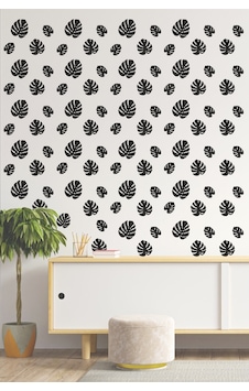 Yapraklı Sticker, Tropikal Duvar Sticker, Dekoratif Duvar Yapıştırma, 3 Farklı Çeşit Siyah