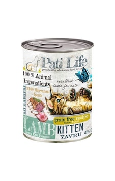Pati Life Kuzu Etli Tahılsız Yavru Kedi Konserve Maması 6 x 415 G Pati Life Kuzu Etli Tahılsız Yavru Kedi Konserve Maması 6 x 415 G