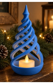Minimalist Spiral Noel Ağacı Şeklinde Led Mum Tutucu Mavi Minimalist Spiral Noel Ağacı Şeklinde Led Mum Tutucu Mavi
