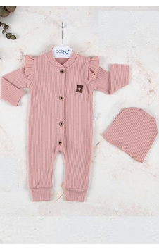 Baby Donat Boydan Düğmeli Şapkalı % 100 Pamuk Kız Bebek Tulumu Gülkurusu Baby Donat Boydan Düğmeli Şapkalı % 100 Pamuk Kız Bebek Tulumu Gülkurusu