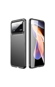 Xiaomi Poco X4 Pro 5g Kılıf Kamera Çıkıntılı Karbon Fiber Dokulu Renk Atmaz Kapak Negro