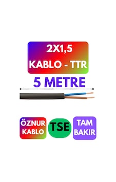 Öznur 2x1,5 Ttr Kablo Siyah Metre Seçenekli - 5 Metre Öznur 2x1,5 Ttr Kablo Siyah Metre Seçenekli - 5 Metre