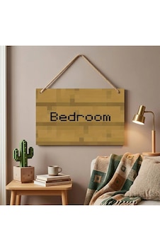 Minecraft Temalı Bedroom Ahşap Duvar Tabelası Dekoratif Gamer Odası Kapı Süsü - Minecraft Temalı Bedroom Ahşap Duvar Tabelası Dekoratif Gamer Odası Kapı Süsü -
