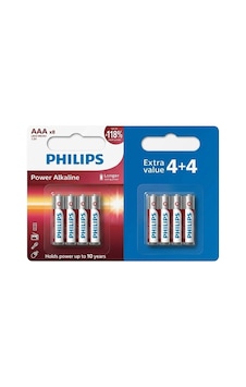 Philips Power Alkaline Lr03p8bp/10 1.5v Aaa İnce Kalem Pil 4+4 8'li Paket Philips Power Alkaline Lr03p8bp/10 1.5v Aaa İnce Kalem Pil 4+4 8'li Paket