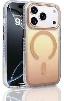Apple Uyumlu iPad iPhone 17 Pro Kılıf M-safe Şarj Özellikli Transparan Renk Geçişli Zore Toros Kapak Gold Apple Uyumlu iPad iPhone 17 Pro Kılıf M-safe Şarj Özellikli Transparan Renk Geçişli Zore Toros Kapak Gold