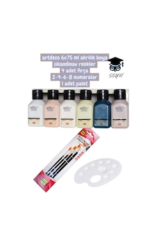 Artdeco 6x75 Ml Akrilik Boya İskandinav Renkler 4 Adet Fırça 2-4-6-8 Numaralar 1 Adet Palet 0000 Naturel Artdeco 6x75 Ml Akrilik Boya İskandinav Renkler 4 Adet Fırça 2-4-6-8 Numaralar 1 Adet Palet 0000 Naturel