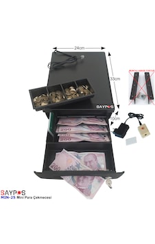 Kolay Açma Buton Ve Adaptörlü Düğmeden Açılır Mini Para Çekmecesi 24x33x10cm Kolay Açma Buton Ve Adaptörlü Düğmeden Açılır Mini Para Çekmecesi 24x33x10cm