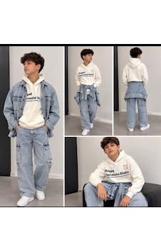 Dmb Kids Kot Gömlekli 3 Lü Takım 26kdmb7538 Mavi Dmb Kids Kot Gömlekli 3 Lü Takım 26kdmb7538 Mavi