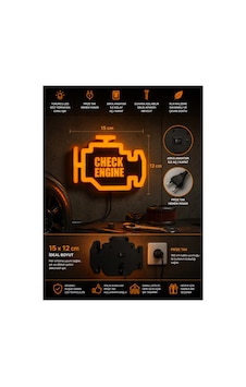Check Engine Led Lightbox Dekoratif Motor Arıza Lambası Duvar Dekoru 15x12 Cm Turuncu Check Engine Led Lightbox Dekoratif Motor Arıza Lambası Duvar Dekoru 15x12 Cm Turuncu