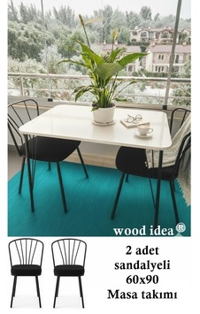 Mutfak Masası, Yemek Masası , Balkon Masası 60x90 Metal Ayaklı 2 Sandalyeli Beyaz - Siyah Mutfak Masası, Yemek Masası , Balkon Masası 60x90 Metal Ayaklı 2 Sandalyeli Beyaz - Siyah