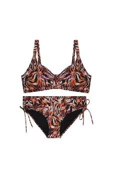 Kaplı Kesim Desenli İp Detaylı Bikini Takımı Kaplı Kesim Desenli İp Detaylı Bikini Takımı