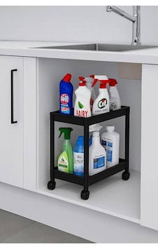 Sas Haus Flex Elite Pro 2 Katlı Siyah Tekerlekli Çok Amaçlı Banyo & Mutfak Düzenleyici Raf Evye Altı Deterj Si Sas Haus Flex Elite Pro 2 Katlı Siyah Tekerlekli Çok Amaçlı Banyo & Mutfak Düzenleyici Raf Evye Altı Deterj Si