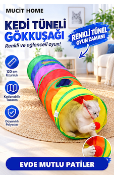 Mucit Home Düz Kedi Tüneli Katlanır Gökkuşağı Uzun Düz Kedi Köpek Oyun Tüneli Evcil Hayvan Oyun Tüneli