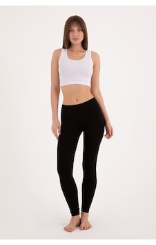 Burcumay Kadın Siyah Likralı Pamuklu Modal Dar Paça Slim Fit Uzun Tayt Siyah