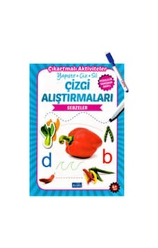 Yaz Sil Çizgi Alıştırmaları Sebzeler - Çıkartmalı Aktiviteler Yapıştır - Sil- Çiz Yaz Sil Çizgi Alıştırmaları Sebzeler - Çıkartmalı Aktiviteler Yapıştır - Sil- Çiz