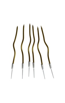 Eğik Pasta Mumu Altın Renkli 6 Lı 14 Cm