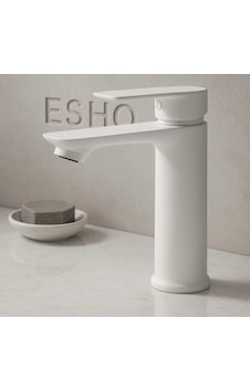Eshome Aerolux Premium Sıcak Soğuk Sabit Gövdeli Banyo Lavabo Bataryası Beyaz Seri