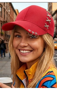 Uniquetrenders Kadın Piercing Halkalı Çapraz Metal Detaylı Özel Tasarım Baseball Cap Streetwear Şapka Kırmızı Uniquetrenders Kadın Piercing Halkalı Çapraz Metal Detaylı Özel Tasarım Baseball Cap Streetwear Şapka Kırmızı