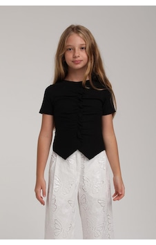 Escabel Kız Çocuk Ribana Tshirt Siyah Escabel Kız Çocuk Ribana Tshirt Siyah