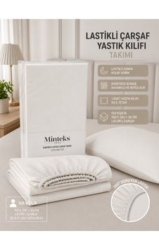 Minteks Ranforce Tek Kişilik Fitted Lastikli Çarşaf Seti Beyaz Minteks Ranforce Tek Kişilik Fitted Lastikli Çarşaf Seti Beyaz