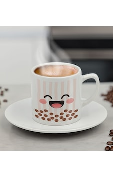 Bk Gift Sevimli Yüz Tasarımlı Mini Seramik Türk Kahvesi Fincanı, Renkli Eğlenceli Kahve Fincanı-5 Çok Renkli Bk Gift Sevimli Yüz Tasarımlı Mini Seramik Türk Kahvesi Fincanı, Renkli Eğlenceli Kahve Fincanı-5 Çok Renkli